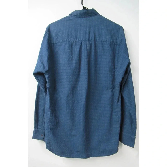 Kenneth Cole New York Long Sleeve Button Down w/Side Pockets Blue Pattern Sz Med - Picture 2 of 4